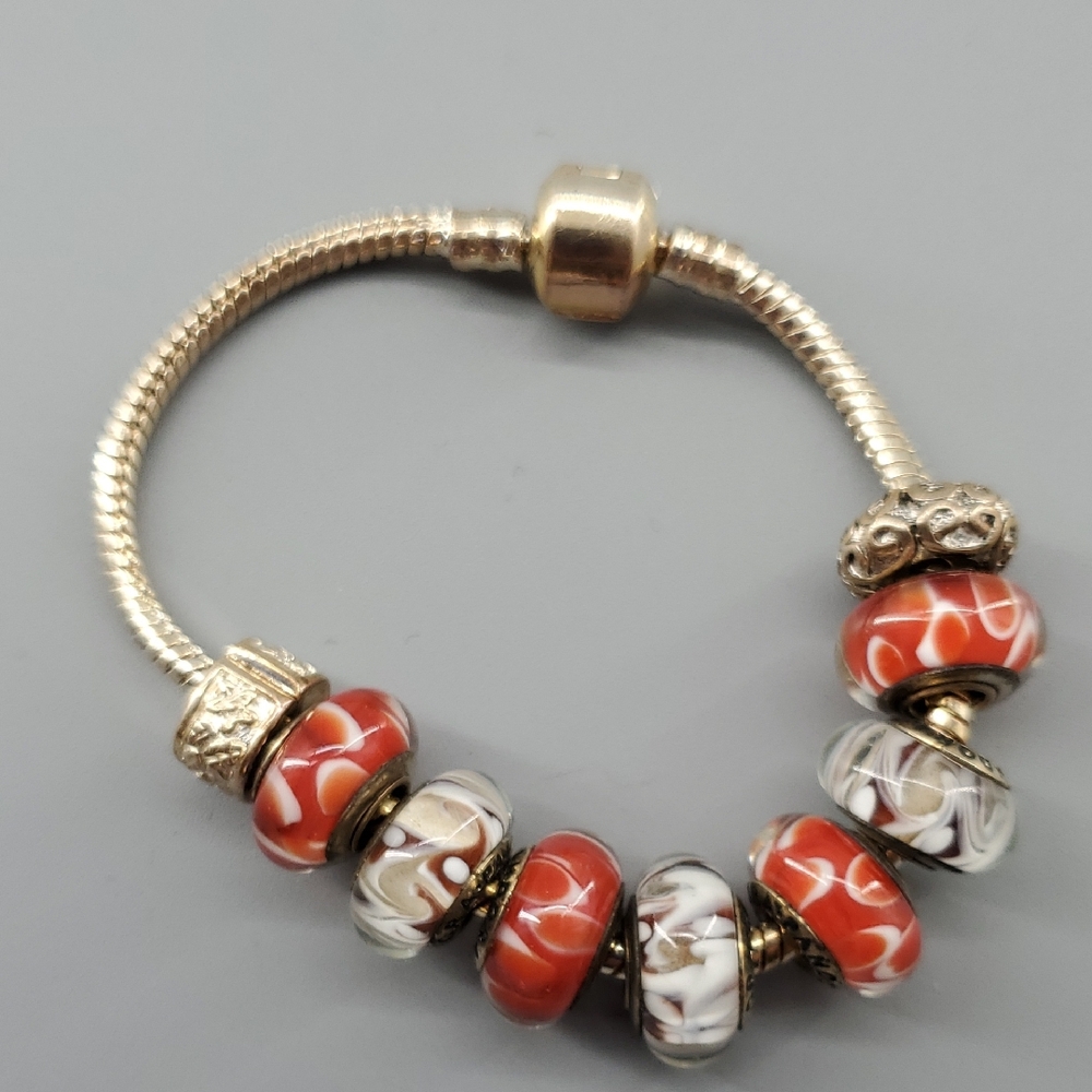 Pandora Red and White Charm Bracelet
